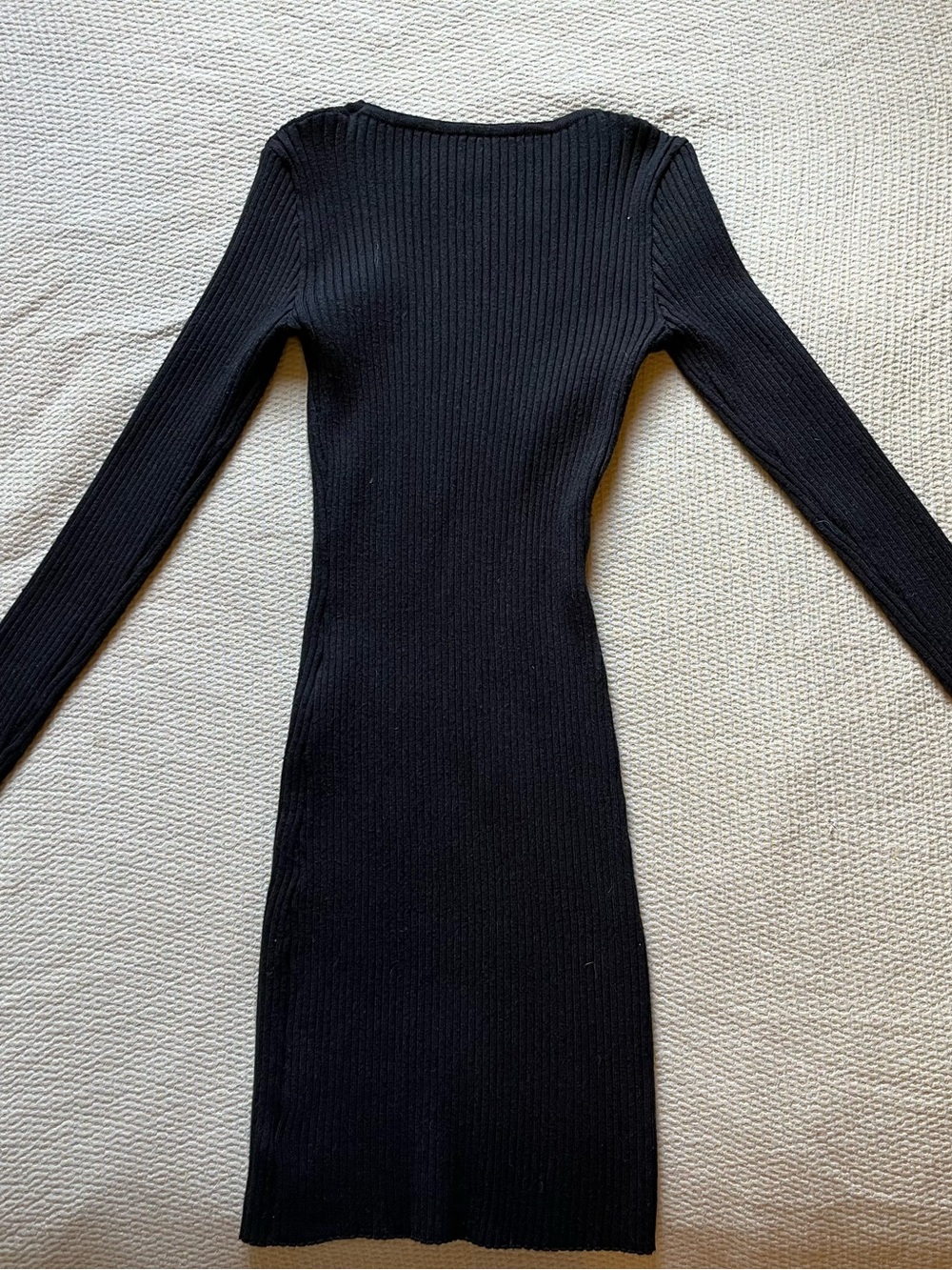 Black Ribbed Bodycon Dress - Picture 2 of 4
